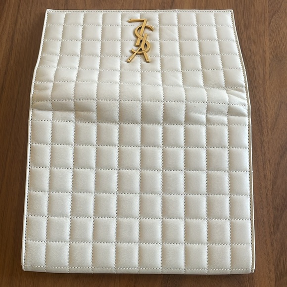YSL Monogram Flap Clutch Bag in Quilted Smooth Leather - Picture 9 of 13